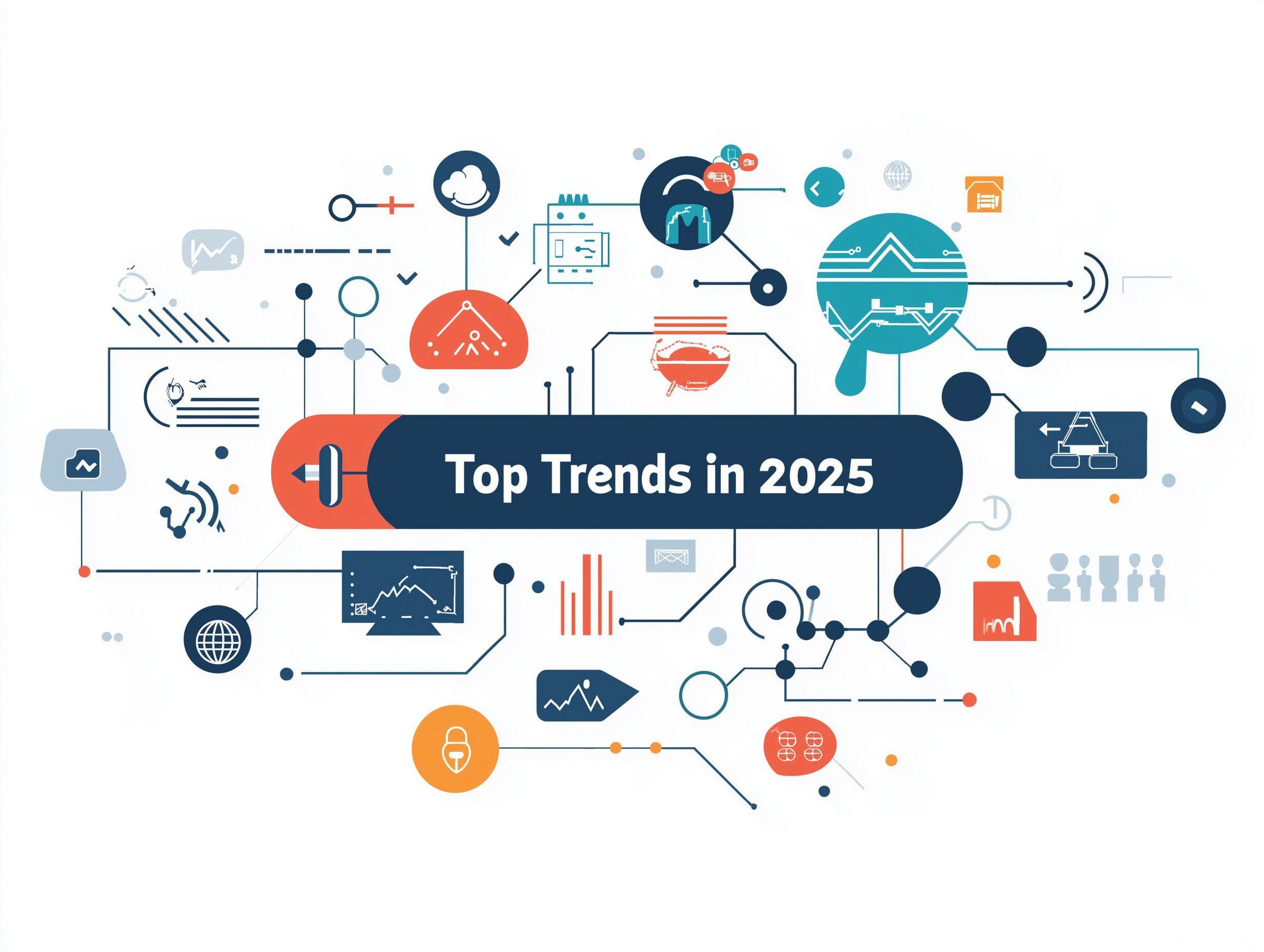 Top trends in 2025 graphic for powerpoint presentations, technology, year end review top trends of 2025