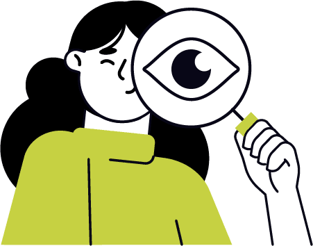illuatration of person with a magnifying glass