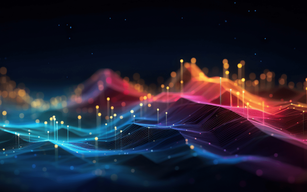 Colorful abstract waveforms with lights