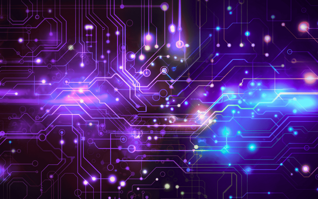 Abstract digital circuit design background.