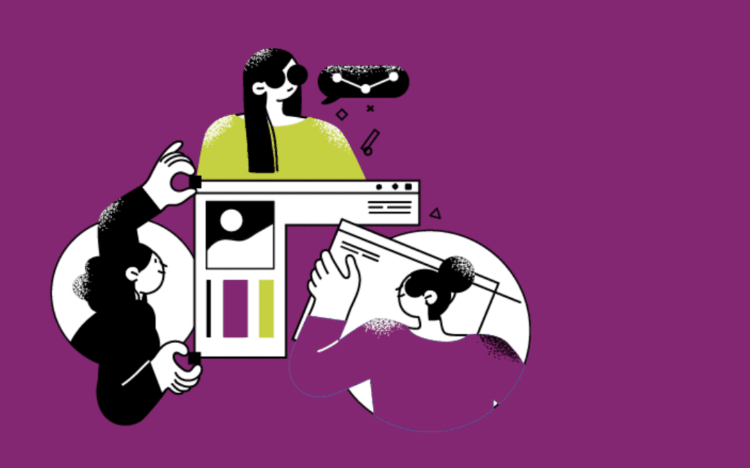 Creative design collaboration on purple background