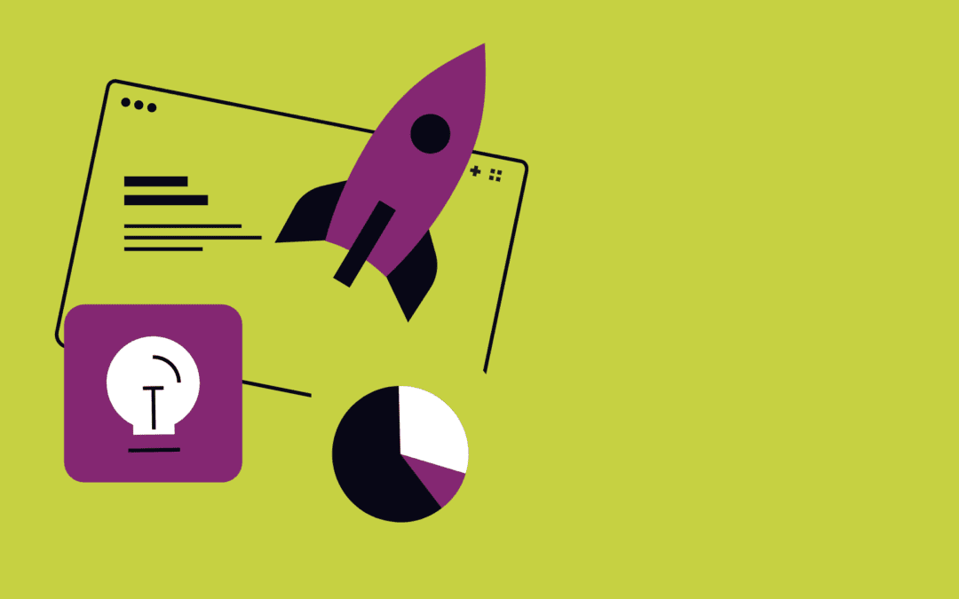 Rocket, graphs, and lightbulb icons